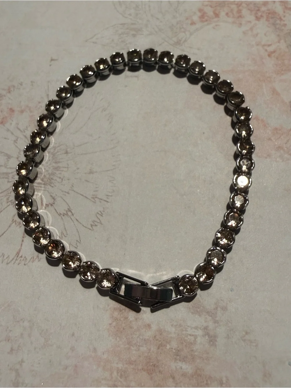 Champagne Crystal Tennis Bracelet - Clear Stone Women’s Jewelry